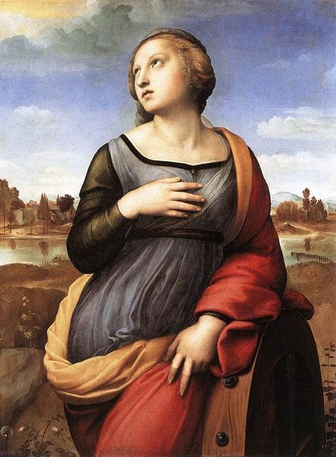 St Catherine of Alexandria by Raphael Raphael Paintings, Raphael Sanzio, St Catherine Of Alexandria, Saint Catherine Of Alexandria, Catherine Of Alexandria, Saint Catherine, Italian Painters, St Catherine, Classic Paintings