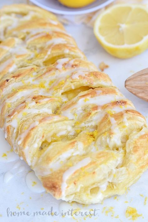 This flaky Lemon Cream Cheese Danish is an easy breakfast or brunch recipe made with puff pastry and filled with a creamy, sweet and tart lemon filling. Make this easy danish recipe for Easter brunch, Mother's day brunch, or just as an easy breakfast recipe for the family. If you enjoy lemon pastries you'll love this lemon cream cheese danish. #danish #lemon #brunch #breakfastrecipe #pastry #homemadeinterest #creamcheese Lemon Cream Cheese Danish, Breakfast Danish, Cream Cheese Danish Recipe, Cheese Danish Recipe, Cream Cheese Danish, Brunch Desserts, Lemon Cream Cheese, Cheese Danish, Brunch Recipe