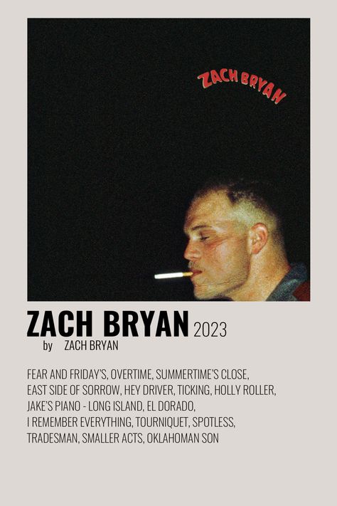 Aesthetic Zach Bryan, Album Room Decor, Music Album Covers Wallpaper Collage, Zach Bryan Music, Zach Bryan Poster, Album Cover Wall Decor, Room Decor Posters, Poster Country, Printable Wall Collage