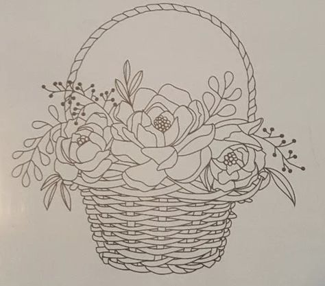 Modern Hand Embroidery Patterns, Cherry Blossom Wallpaper, Basket Drawing, Scripture Coloring, Pencil Drawings Of Animals, Flower Drawing Design, Cool Pencil Drawings, Floral Baskets, Roses Drawing