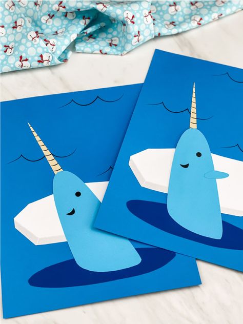 Narwhal Craft, Arctic Animals Activities, Arctic Animals Preschool, Arctic Animals Crafts, Winter Animal Crafts, Cute Narwhal, January Crafts, Polar Animals, Animal Crafts For Kids