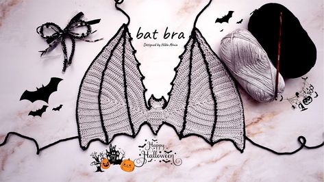 crochet bat bra designed by Hilda Alinia I just shared this tutorial This pattern is easy to follow I tried my best to describe everything step by step , i hope you enjoy this tutorial آموزش بافت این سوتین در یوتیوب ©️copyright 2024 هر گونه کپی برداری از طرح و ویدیو پیگرد خواهد داشت #desgin #bat #halloween Bat Top, Crochet Bat, Crochet Bandana, Personal Things, Crochet Fairy, Crochet Bra, Beginner Crochet Tutorial, Bat Halloween, Quick Crochet Patterns