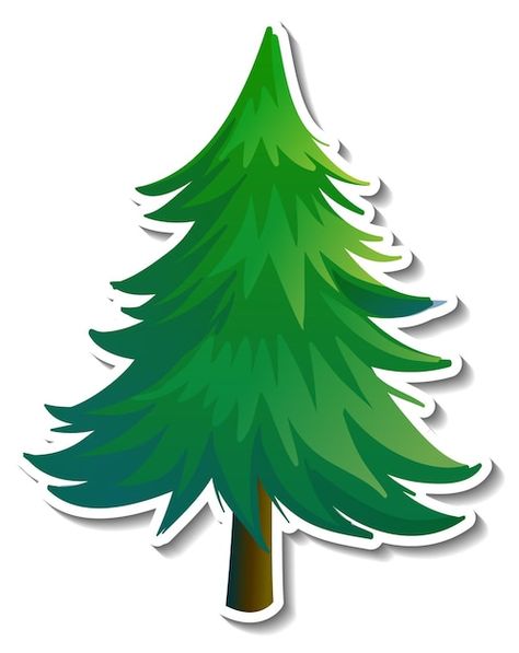 Pine tree sticker on white background | Free Vector #Freepik #freevector #tree-clipart #tree-cartoon #tree-art #tree Scenery Drawing For Kids, Pine Tree Drawing, Winter Fitness, Pine Tree Painting, Christmas Tree Drawing, Cartoon Trees, Christmas Yard Art, Painting Winter, Christmas Tree Art