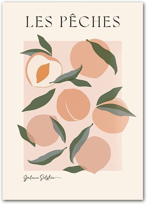 Pink Peach Poster and Prints Modern Wall Art Fruit Green Leaf Canvas Painting Boho Nordic Aesthetic Pictures for Living Room Decor50x70cmx1No Frame : Amazon.ca: Home Summer Tones, Art Aesthetic Room, Peach Walls, Fruit Market, Lemon Blossoms, Monet Art, Wall Art Pictures, Flower Market, Aesthetic Room Decor