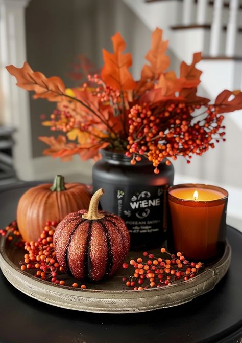 Looking to create a stunning autumn display for your table? 🍂 Check out these 30 best fall centerpiece ideas that will bring warmth and charm to your home! From rustic arrangements with pumpkins and candles to elegant floral designs, these ideas are perfect for adding a seasonal touch to your dining or coffee table. Explore these beautiful and creative centerpieces now to elevate your fall decor! #FallDecor #CenterpieceIdeas #AutumnInspiration #HomeDecor #SeasonalStyle Autumn Decor Idea, Cute Fall Table Decor, Autumnal Table Decor, Table Autumn Decoration, Fall Decor Tablescapes, Fall Decor Round Table, Decor Fall Home, Autumn Decor Inspiration, Fall Decor Ideas For Shelves