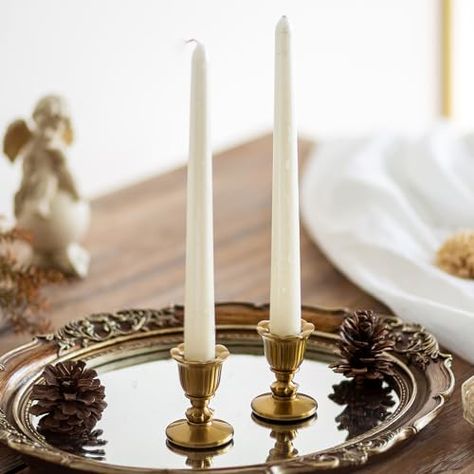 French Country Decorating Bathroom, Table Centerpiece Wedding, Gold Candle, Gold Candle Sticks, Gold Candle Holders, Centerpiece Wedding, Christmas Mantel, Vintage Dining Room, Christmas Mantel Decorations