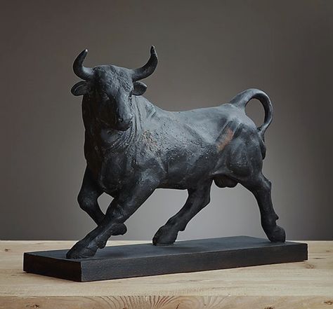 z- Spanish Fighting Bull (Restoration Hardware- Statue), Original- 19th C Spanish Bull, Bull Statue, Bull Sculpture, Bull Painting, Bull Art, A Bull, Animal Statues, Sculpture Clay, Sculptures & Statues