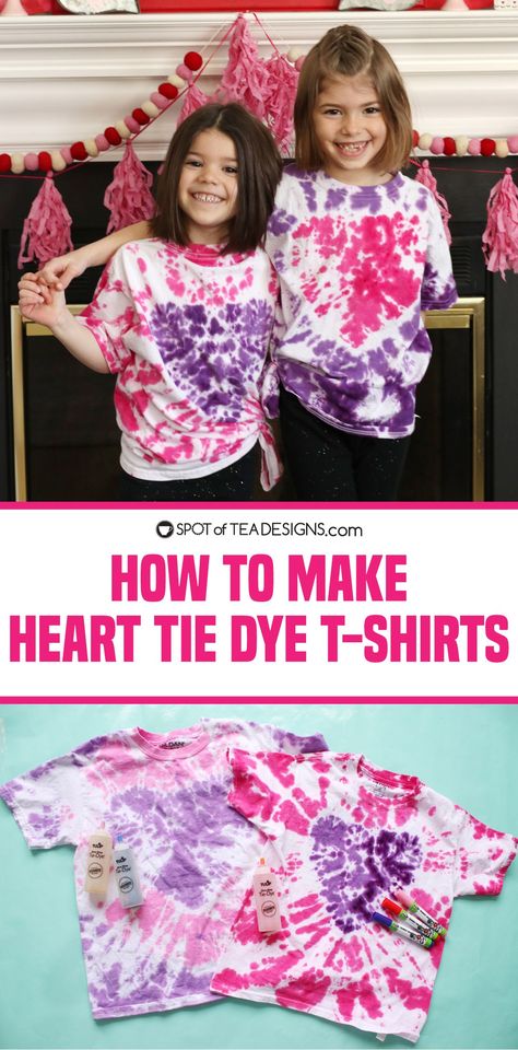 Heart Tie Dye Shirt Tutorials, Heart Tie Dye Shirt, Tulip Tie Dye, Heart Tie Dye, Messy Crafts, Tie Dye Heart, Shirt Tutorial, Tie Dye Kit, Tie Dye Crafts