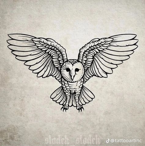 Illustrative Owl Tattoo, Owl In Flight Tattoo, Crosshatch Tattoo, Owl Woodcut, Owl Tattoo Drawings, Etching Tattoo, Woodcut Tattoo, Medieval Tattoo, Engraving Tattoo