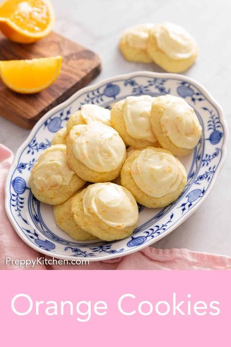 These soft, buttery Orange Cookies are so easy to make and will melt in your mouth. Thanks to the orange zest and orange juice, they’re filled with bright citrus flavor. All you need are a few simple ingredients, and you’ll have these Italian cookies in no time. You don’t even have to chill the dough beforehand; just scoop and bake! John Kanell, Orange Bread Recipe, Orange Icing, Cookie Stand, Preppy Kitchen, Orange Cookies, Macaroon Recipes, Cookie Spread, Simply Irresistible