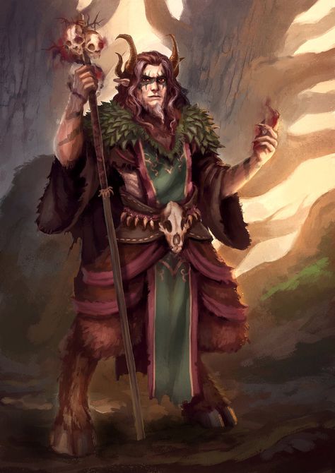 Satyr Male, Dnd Cleric, Fantasy Wizard, Fantasy Forest, Fantasy Races, Fantasy Concept Art, Dnd Characters, Character Portraits, Character Concept