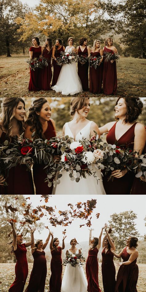 Burgandy Bridesmaids Dresses Fall, Bridesmaid Dresses Cabernet, Bridesmaids Fall Dresses, Autumn Wedding Bridesmaids Dresses, Burgundy And Brown Wedding, Red Wine Wedding, Wine Bridesmaid Dress, Burgandy Bridesmaids Dresses, Fall Wedding Bridal Party