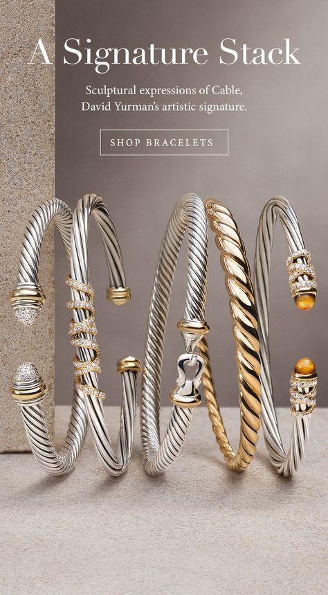 Stacked David Yurman Bracelets, How To Stack David Yurman Bracelets, David Yurman Bracelets, Yurman Stacked Bracelets, David Yurman Gold Bracelet Stack, David Yurman Bangle, David Truman Bracelet Stack, Watch Stacking, Bracelet Stacking Ideas