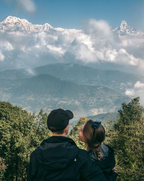 Panchase Peak view #nepal #trek #asia #people Couple Tourist Pictures, Couple Nature Pictures, Mountain Photography People, Trekking Couple, Couple Mountain Pictures, Mountain Date, Trekking Photos, Trek Aesthetic, Nature Date