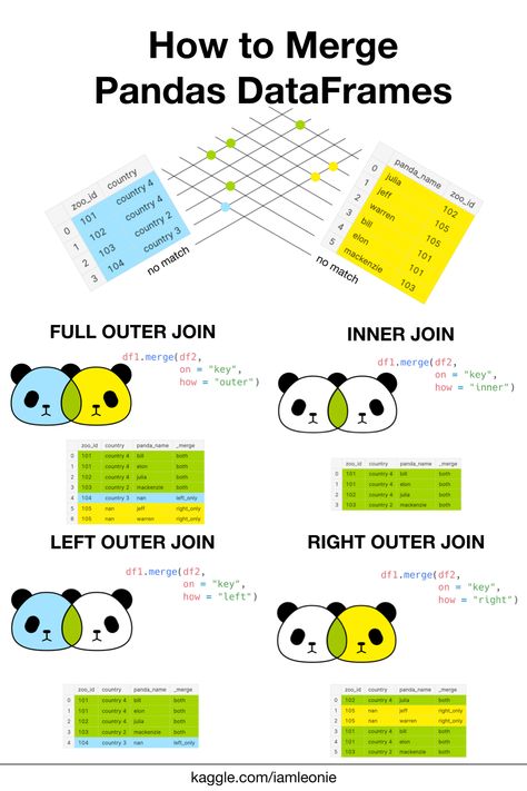 How to Merge Pandas DataFrames in Python for Data Science Python Pandas Cheat Sheet, Python Data Analysis, Python Quiz, Pandas Python, Statistics Math, Data Engineering, Data Cleansing, Basic Computer Programming, Computer Science Programming