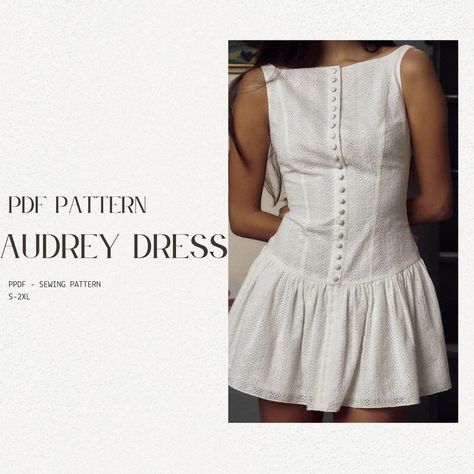 Sabrina Neckline Dress Pattern, Free Milkmaid Dress Pattern, Milkmaid Sewing Pattern, Cottage Core Sewing Patterns, Y2k Sewing Pattern, Milkmaid Dress Pattern, Mini Dress Sewing Pattern, Mini Dress Pattern, Milkmaid Dress