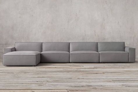 Even Restoration Hardware jumped on the clunky modular sofa bandwagon with their Como Modular Sofa Sectional. It’s possible via its components to fully customize the sofa; $1,395 to $3,295 at Restoration Hardware. Furniture Styles Guide, Expensive Sofas, Modern Modular Sofas, Sofa Style, Floor Sitting, Modular Sofas, Unique Sofas, Shaped Sofa, Fog Linen