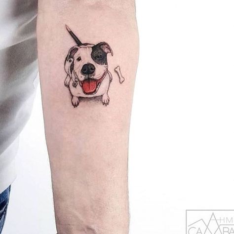 Tatoo Dog, Small Animal Tattoos, Cute Animal Tattoos, Pitbull Tattoo, Tier Tattoo, Tattoos For Dog Lovers, Dog Memorial Tattoos, Sunflower Tattoos, Dog Tattoo