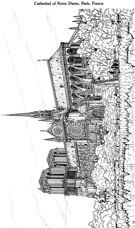 Churches Drawing, Map Art Illustration, Cathedral Of Notre Dame, Dover Publications Coloring, Steampunk Coloring, Emoji Coloring Pages, Pixel Art Landscape, Kindergarten Coloring Pages, Monster Coloring Pages