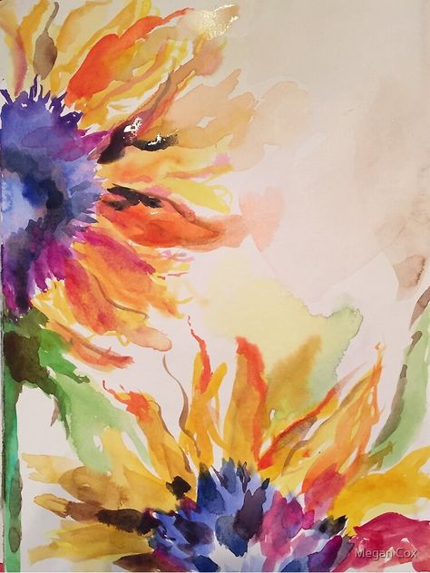 "Dreamy Sunflowers" Canvas Print by LittleMeg | Redbubble Sunflower Watercolor Painting, Painting Roses, Diy Watercolor Painting, Watercolor Flower Art, Sunflower Art, Watercolor Sunflower, 수채화 그림, Watercolor Art Lessons, Watercolor Flowers Paintings