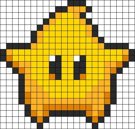 Super Mario Galaxy Luma Star Perler Bead Pattern / Bead Sprite Luma Star, Star Perler, Super Mario Galaxy, Fuse Bead Patterns, Easy Pixel Art, Pixel Art Templates, Pony Bead Patterns, 8bit Art, Pattern Maker