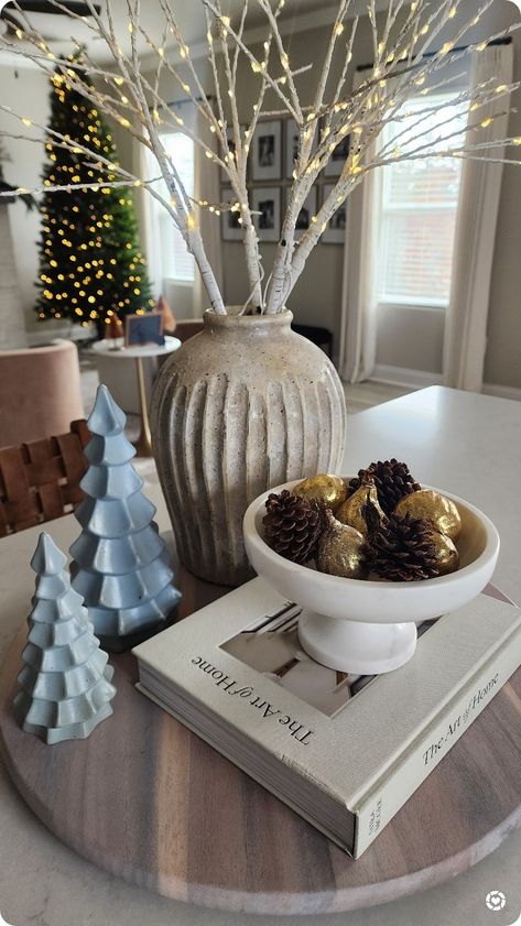 Seasonal table centerpiece idea for your island, coffee table or dining room table. Christmas decor, Christmas centerpiece, island decor, seasonal decor, Christmas decorations, holiday decor Follow me in the @LTK shopping app to shop this post and get my exclusive app-only-content! #liketkit #LTKSeasonal #LTKHoliday #LTKhome @shop.ltk https://liketk.it/4nSwm Table Lazy Susan Decor, Dining Room Table Christmas Decor, Dining Room Table Christmas, Lazy Susan Decor, Table Lazy Susan, Table Christmas Decor, Island Decor, Christmas Centerpiece, Lazy Susan