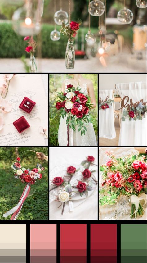 Red Spring Wedding Colors, Red And Green Summer Wedding, Strawberry Themed Wedding, Wedding Color Schemes Green, Wedding Color Schemes Red, Seafoam Green Wedding, June Wedding Colors, Planning 2025, Cream Wedding Colors