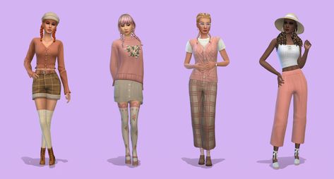 Sims 4 Style No Cc, Preppy Sims 4 Outfits No Cc, Sims 4 No Cc Outfits Ideas, Sims Characters Ideas No Cc, Sims 4 Cas Ideas No Cc, No Cc Sims, Sims 4 High School Outfits No Cc, Sims4 Base Game Outfits, Cute Sims 4 Outfits No Cc