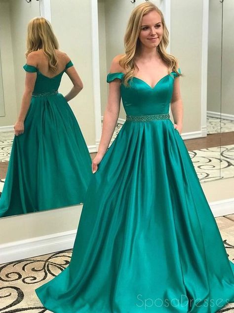 Ball Dance, Junior Prom, Green Prom, Prom Dresses 2019, Sweetheart Prom Dress, Beaded Belt, Green Prom Dress, Satin Prom Dress, Pageant Dress