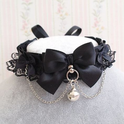 Kawaii Choker, White Lace Choker, Black Kawaii, Kitten Play Collar, Dark Kawaii, Kawaii Necklace, Lace Choker Necklace, Pet Play, Black Kitten