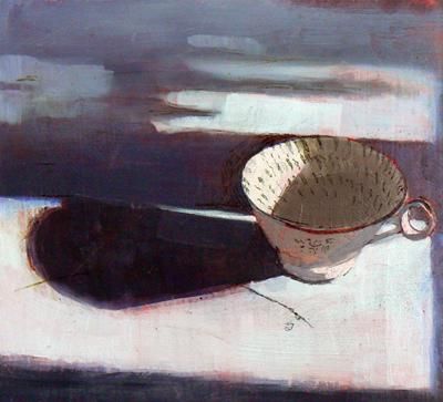 Cup With Orange Ground by Susan Ashworth Susan Ashworth, Ground Painting, Kensington London, Life Paintings, School Of Art, Still Life Drawing, Brown Background, Falmouth, Painting Still Life