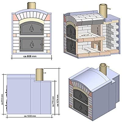 PUR Schamotte Rom mit Gusstür & Verkleidung, Pizzaofen Bausatz + Anleitung, Holzbackofen Indirekt Befeuert Steinofen Selber Bauen Garten: Amazon.de: Garten Backyard Bbq Grill, Outdoor Fireplace Pizza Oven, Build A Pizza Oven, Oven Diy, Pizza Oven Kits, Stone Oven, Diy Pizza Oven, Diy Bbq, Bread Oven