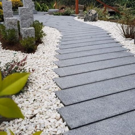 Granite Paving, Tropical Landscape Design, Back Garden Design, British Weather, Paving Slabs, Grey Granite, Paving Stones, Tropical Landscaping, Garden Set