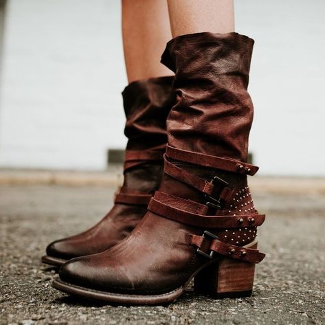 NIB! FREEBIRD BY STEVEN 'COY' #LEATHER MID-CALF BOOT WOMENS RUST 8M | #eBay https://www.ebay.com/itm/222760762427 #Amazing #cute #Fashion #stylish  #eBay #sale #sales @eBay Freebird Boots, Rock Boots, Boots Outfit Ankle, Handcrafted Boots, Freebird By Steven, Punk Rave, Studded Heels, Frye Boots, Stylish Boots