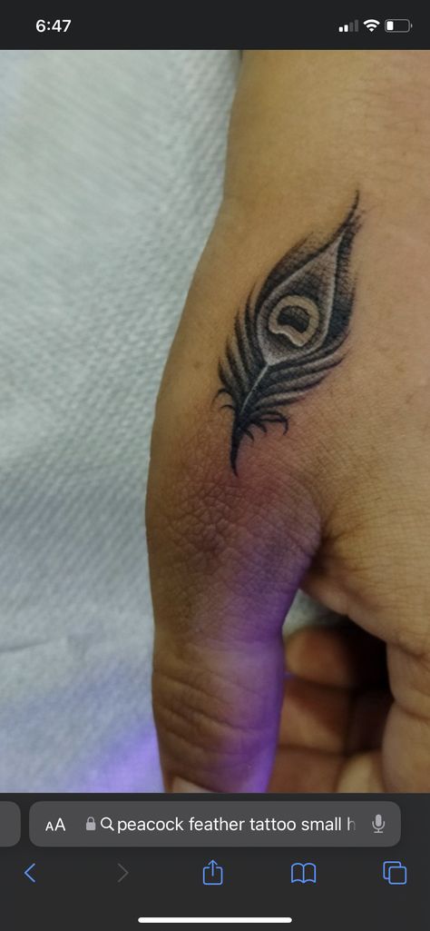 Peacock Feather Hand Tattoo, Peacock Feather Tattoo, Feather Tattoo, Peacock Feather, Hand Tattoos, Tattoos