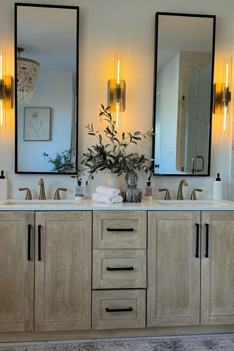 Brass Wall Sconces Set of Two, … curated on LTK Bathroom With Sconces On Side, Airy Bathroom Ideas, Bathroom Vanity Lighting Sconces, Bathroom Sconces Double Vanity, Bathroom With Sconces, Bathroom 2023, Brass Wall Sconces, Master Bath Vanity, Sconces Bathroom