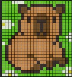 Cross Stitch Capybara, Capybara Cross Stitch Pattern, Capybara Perler Beads, Pixel Capybara, Pixel Art 24x24, Capybara Pixel Art, Pixel Art Ideas Creative, Crochet Capybara, Pixel Art Pokemon