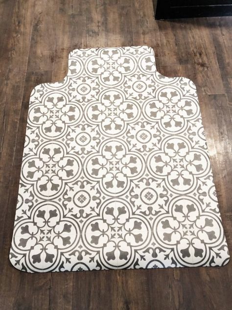 UPDATING AN OLD OFFICE CHAIR MAT - Home on Mount Forest Chair Mats For Carpet Diy, Office Chair Mat For Carpet, Roller Chair, Sewing Chair, Old Office, Plastic Mat, Rolling Chair, Office Mat, Office Chair Mat