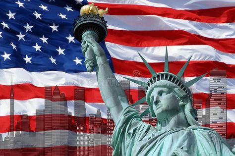 Statue Of Liberty On Island In New York With Flag Stock Photo - Image of government, america: 57839086 United States Of America Aesthetic, United States Aesthetic, New York Flag, Statue Liberty, Liberty Tattoo, Americana Aesthetic, Leave It To Beaver, Liberty Island, American Flag Eagle