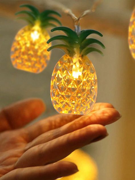 1pc-Pineapple String Lights-Battery Powered,10 Fun Patio Lights, Suitable For Party Bedroom Family Birthday Indoor Outdoor Hawaiian Tropical Tiki Gift Decoration Yellow    PVC     Event & Party Supplies, size features are:Bust: ,Length: ,Sleeve Length: Hawaiian Christmas Party Decorations, Hawaiian Birthday Party For Adults, Pineapple Party Decor, Christmas Luau, Tropical Christmas Decorations, Hawaiian Luau Birthday Party, Hawaii Birthday Party, Hawaii Birthday, Tiki Lights