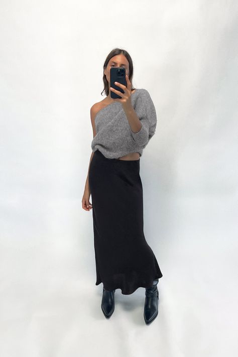 ASYMMETRIC KNIT BOLERO Knit Bolero, Skirt Outfit, Black Satin, Alpaca, Casual Style, Cape, Midi Skirt, Zara, Satin