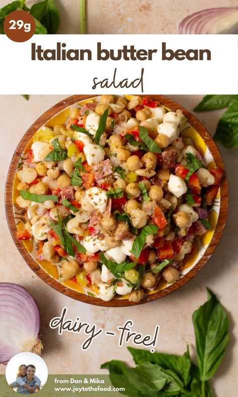 italian butter bean salad Italian White Bean Salad, Side Pasta Salad, Butter Bean Salad, Side Pasta, Italian Butter, Quick Recipe Videos, White Bean Salad, Healthy Recipes To Try, Protein Pasta