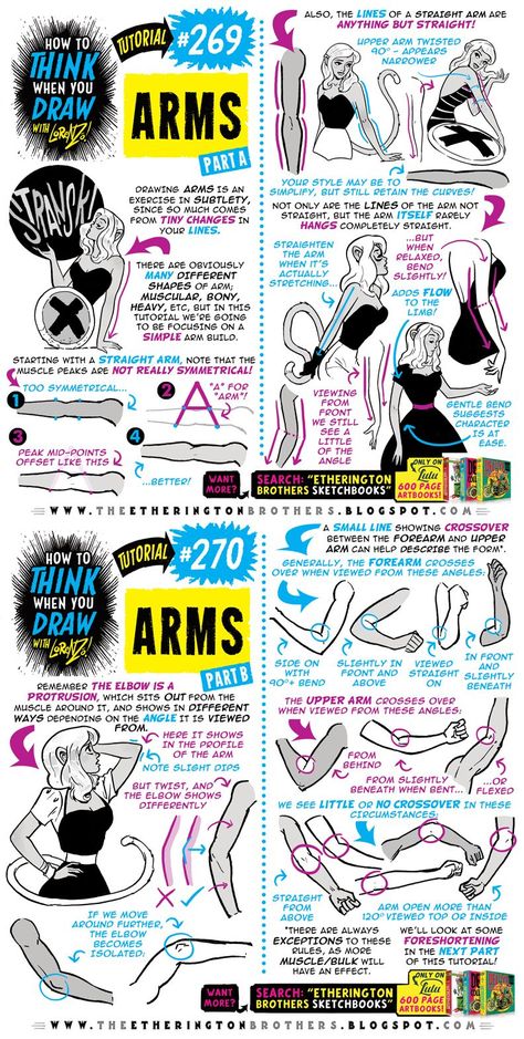 Draw Arms, Etherington Brothers, Arm Drawing, Comic Tutorial, How To Think, Anatomy Drawing, Guided Drawing, Body Drawing, Drawing Lessons