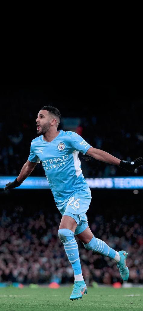 Man City Premier League Champions, Riyad Mahrez Wallpaper, Mahrez Wallpaper, Riyad Mahrez, Football Pics, Phone Background Wallpaper, Football Or Soccer, Aesthetic Lockscreens, Team Goals