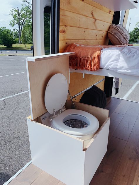 Van Toilet Ideas, Campervan Toilet Ideas, Campervan Toilet, Van Toilet, Camper Van Shower, Campervan Awnings, Hidden Toilet, Diy Caravan, Camper Bathroom