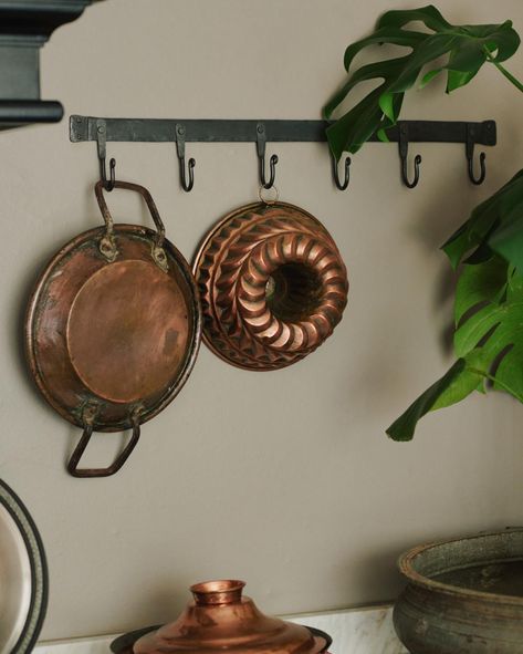 Rails, Hooks & Brackets | deVOL Kitchens Brass Curtain Rod, Classic Shelves, Iron Shelf Brackets, Devol Kitchens, Pot Hanger, Curtain Rails, Iron Hook, Iron Shelf, Hook Rack