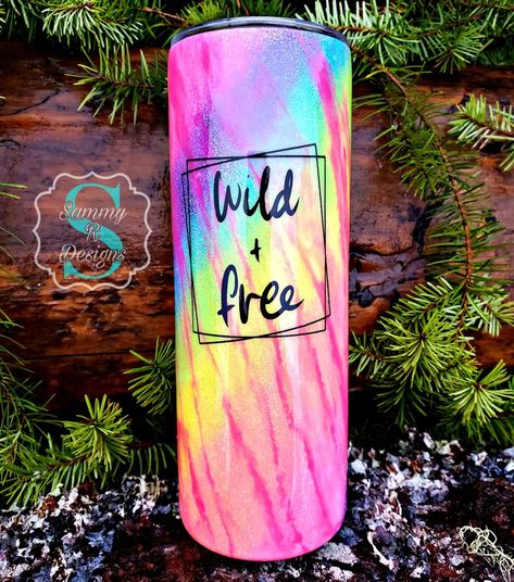 Rainbow Tumbler, Neon Glitter, Trendy Water Bottles, Glitter Tumbler Cups, Painted Cups, Custom Tumbler Cups, Diy Cups, Tumbler Cups Diy, Glitter Cups