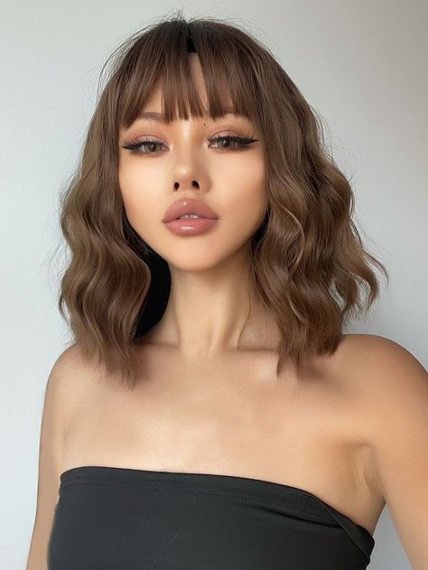 Foxy Haircuts, Wolf Cut Shoulder Length, Human Hair Hairstyles, Bronde Hair, Long Curly Wig, Wigs Short, Short Curly Wigs, Hair Replacement, Hair Balayage