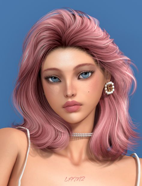 Asian Hair Sims 4, Natural Wavy Hairstyles, Sims 4 Piercings, Alpha Cc, Mod Hair, Pelo Sims, Download Hair, Sims 4 Body Mods, Sims 4 Dresses