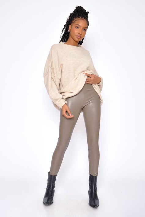 The Best (Faux) Leather Pants To Shop This Winter | Chatelaine Gray Leather Pants Outfit, Grey Leather Pants Outfit, Gray Leather Pants, Grey Leather Pants, Grey Pants Outfit, Melina Pants, Pleather Pants, Leather Pants Outfit, Vegan Leather Leggings